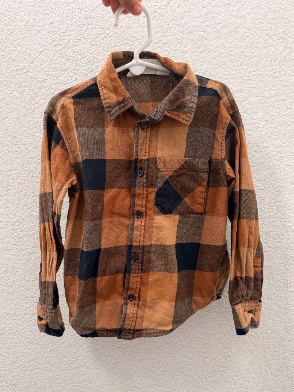 H&M Kid’s Blue and Orange Plaid Button-Down Shirt